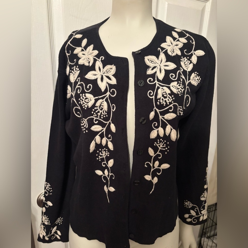 Talbots embroidered cotton cardigan Sp
